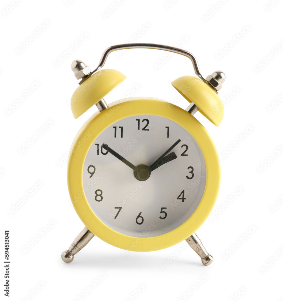 Yellow alarm clock isolated on white background Yellow alarm clock isolated on white background