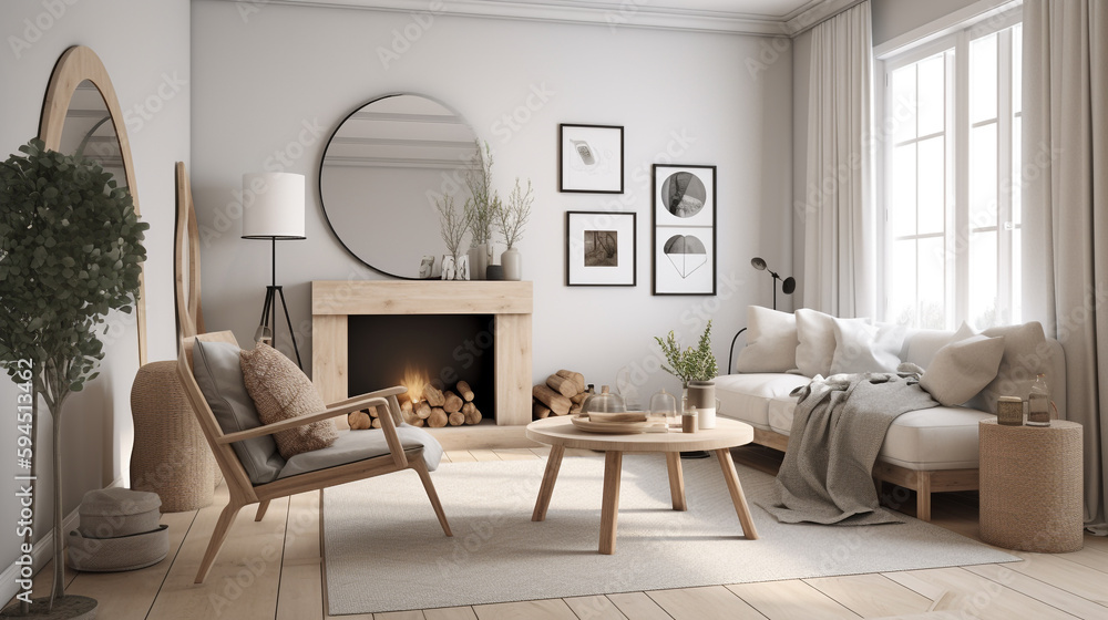 a Scandinavian-style living room, generative ai a Scandinavian-style living room, generative ai