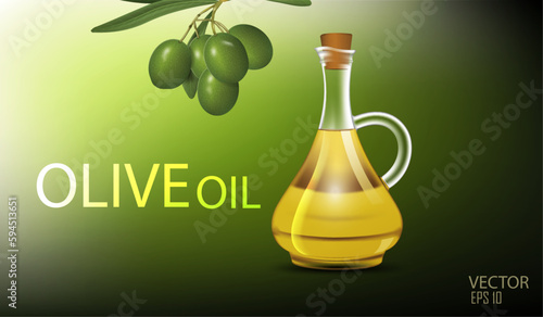 vector illustration olive and olive oil jar design template.