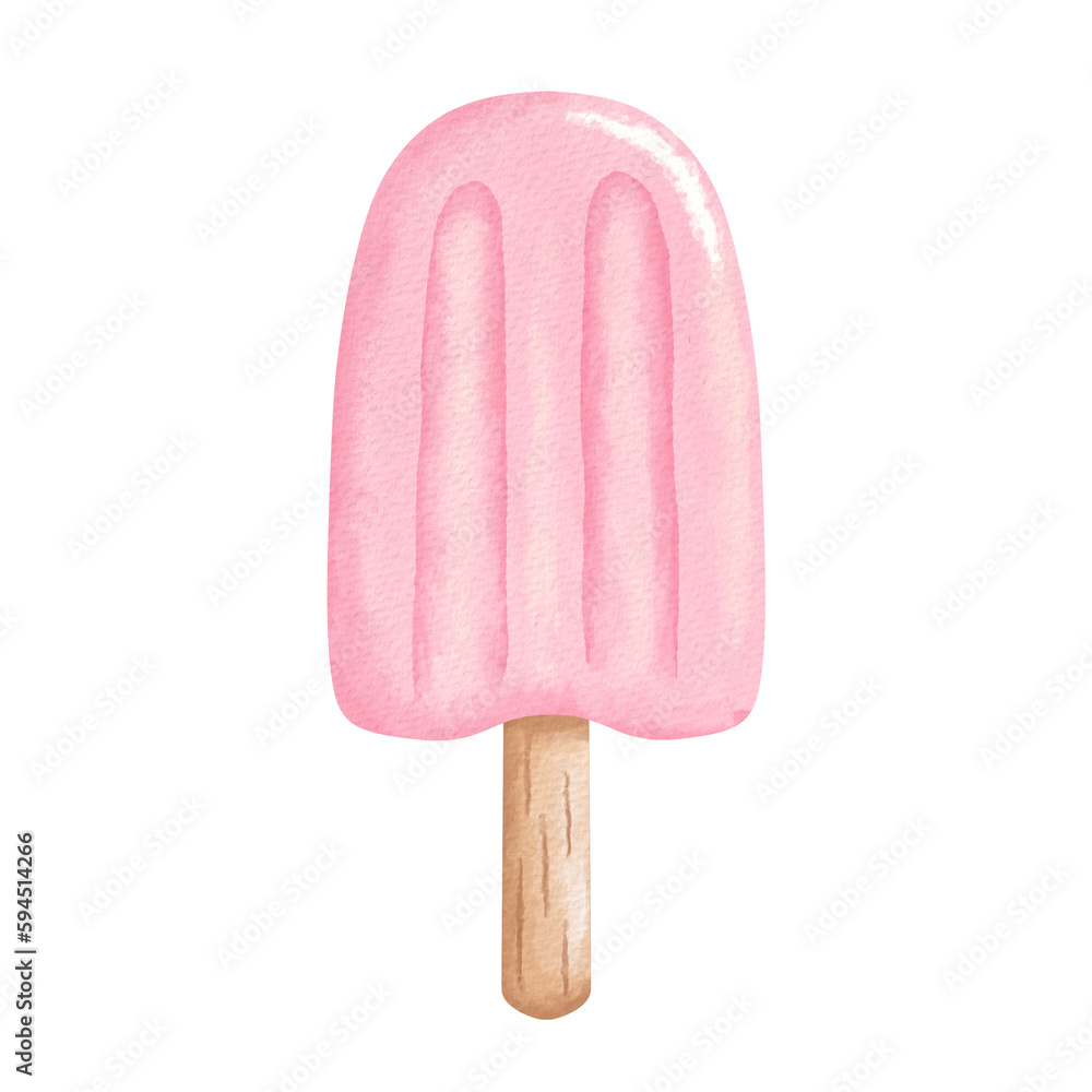 Strawberry ice cream watercolor. Strawberry ice cream watercolor.