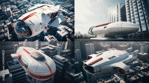 nave espacial en ciudad futura