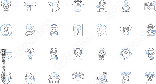 Entertainers line icons collection. Performers, Musicians, Comedians, Dancers, Actors, Magicians, Clowns vector and linear illustration. Impersonators,Singers,Jugglers outline signs set