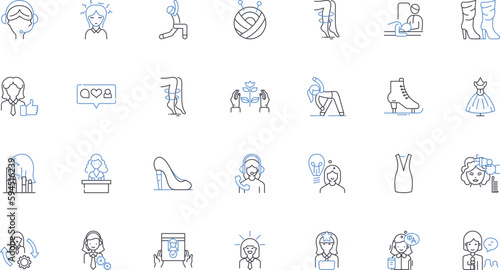 Girls line icons collection. Empowered, Fierce, Strong, Independent, Brave, Confident, Ambitious vector and linear illustration. Creative,Determined,Resilient outline signs set