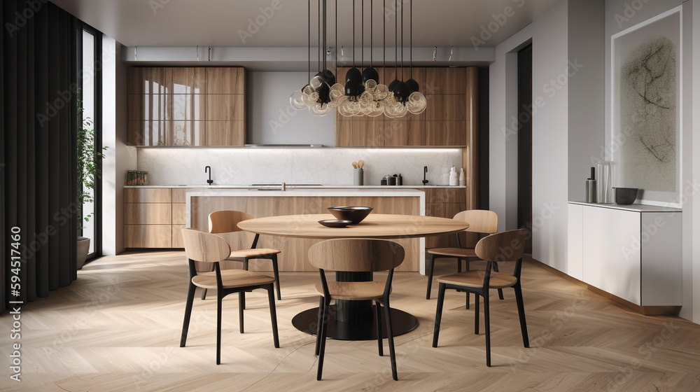 Modern and minimalist kitchen, generative ai
