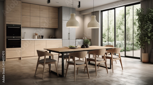Modern and minimalist kitchen, generative ai