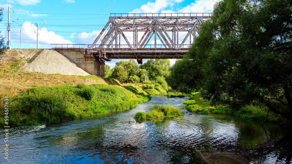 Obraz premium Railway in summer view from above