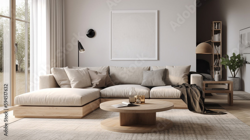 a minimalist living room with a cozy sofa  generative ai