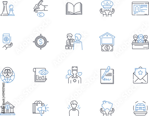 Universal rights line icons collection. Equality, Justice, Freedom, Dignity, Tolerance, Respect, Empathy vector and linear illustration. Fairness,Humanism,Solidarity outline signs set