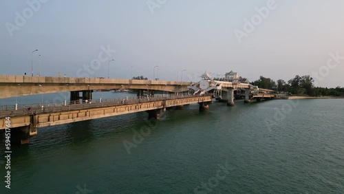 Wallpaper Mural Phuket, Thailand: Aerial drone footage of the famous Sarasin bridge linking Phuket island with Phang Nga province in mainland Thailand. Shot with a rotation motion Torontodigital.ca