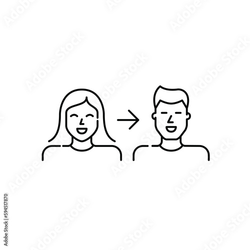 Gender transition. Female to male medical hormonal treatment. Pixel perfect, editable stroke line icon