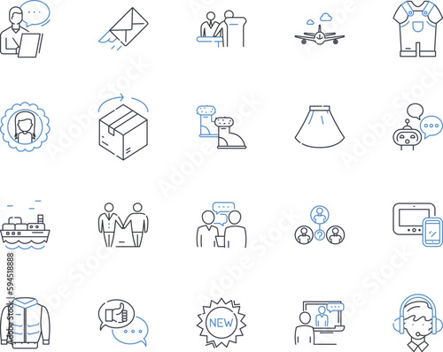 Guests line icons collection. Attendees, Visitors, Patrons, Participants, Spectators, Invitees, Lodgers vector and linear illustration. Visitors,Clients,Customers outline signs set