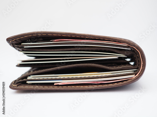 brown leather wallet on white background