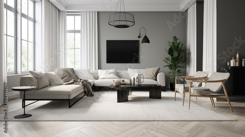 A modern living room with sleek lines  generative ai