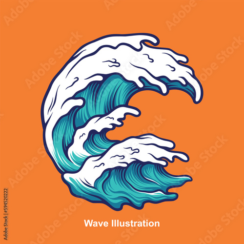 Vector of summer big wave illustration