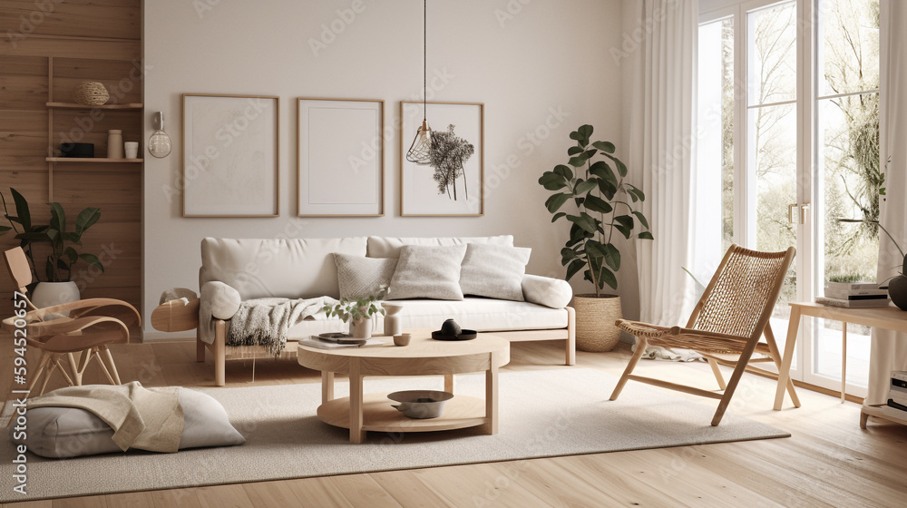 A Scandinavian-style living room, generative ai A Scandinavian-style living room, generative ai