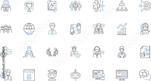 Career climb line icons collection. Achievement, Advancement, Ambition, Ascent, Attainment, Boost, Breakthrough vector and linear illustration. Career,Climb,Dedication outline signs set