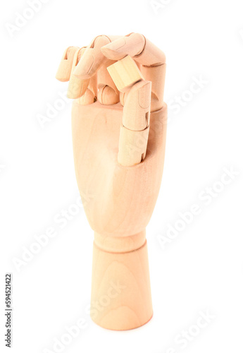Wooden hand with cube isola...