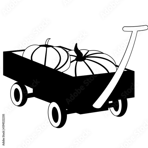 A wagon filled with pumpkins silhouette