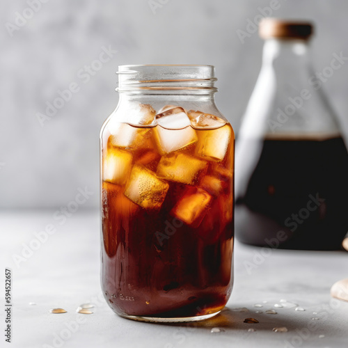 Gorgeous photo of a cold brew coffee on a white backdrop showcases its complex flavor and subtle sweetness, creating an irresistible appeal.