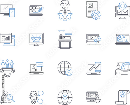 Coordinated effort line icons collection. Collaboration, Teamwork, Synergy, Unity, Harmony, Collective, Partnership vector and linear illustration. Joint,Alliance,Synchronized outline signs set