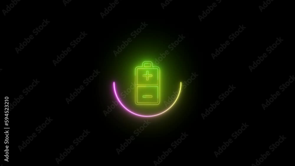 Glowing battery icon . charger battery icon animated ,4K Video motion graphic animation . Glowing battery icon . charger battery icon animated ,4K Video motion graphic animation .