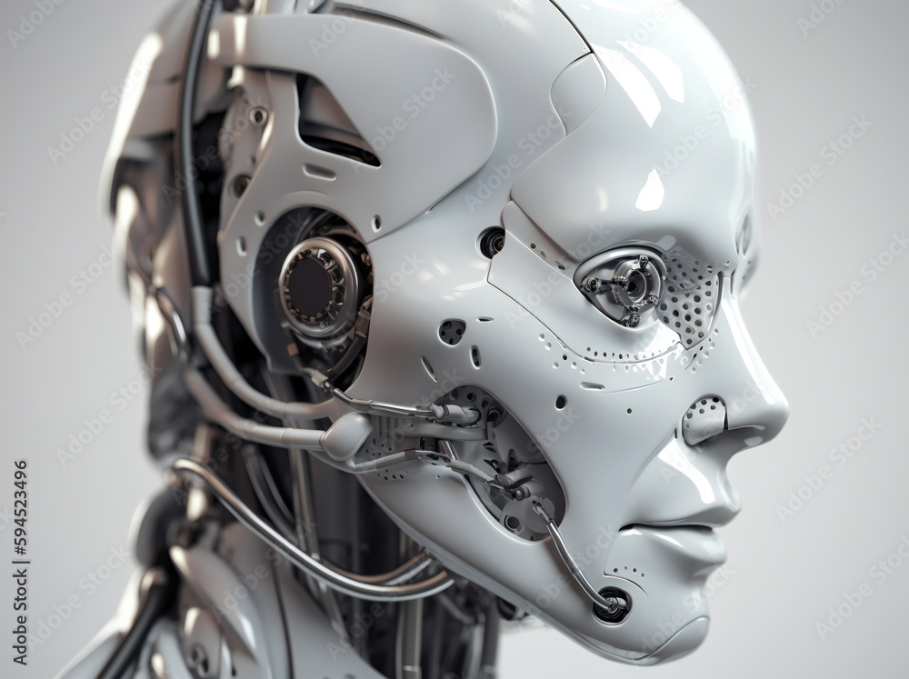 A robot with a human face.