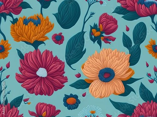 seamless background with flowers generated Ai