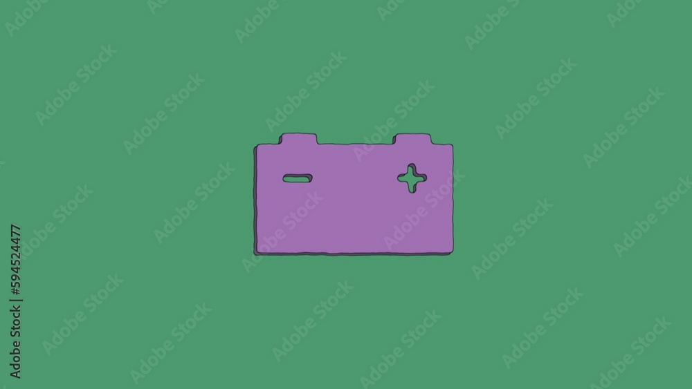 Cartoon car battery on a green background Cartoon car battery on a green background