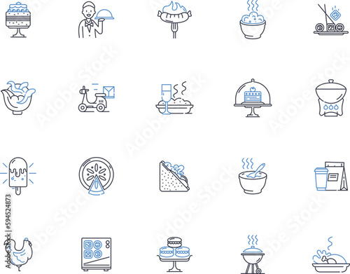 Snacks line icons collection. Chips, Pretzels, Popcorn, Nuts, Crackers, Cookies, Trail Mix vector and linear illustration. Granola,Candy,Chocolate outline signs set
