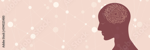 Silhouette of a man head. Mental health relative brochure, report or flyer design template, poster, banner. Scientific medical designs.