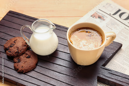 Morning coffee with milk an...