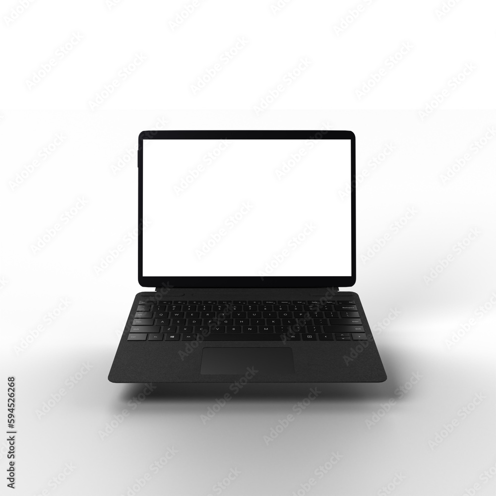 Modern tablet laptop with transparent display infront of transparent background. Modern tablet laptop with transparent display infront of transparent background.