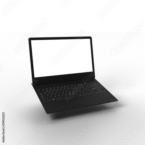 Modern gaming laptop with transparent screen and transparent background for content placement, Advertising, mockups etc.