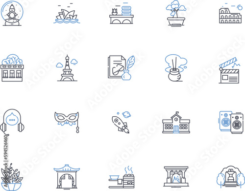 Rituals line icons collection. Ceremonial, Devotion, Symbolism, Tradition, Rites, Practices, Invocation vector and linear illustration. Sacred,Belief,Reverence outline signs set