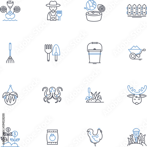Farming technology line icons collection. Precision, Irrigation, Sustainability, Robotics, Drs, Automation, Biotechnology vector and linear illustration. Soil,Harvesting,Fertilization outline signs