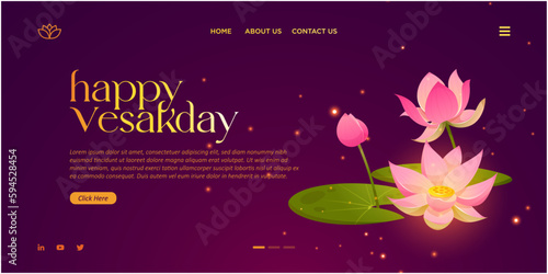 Happy Vesak Day Template WIth Lotus flower 2