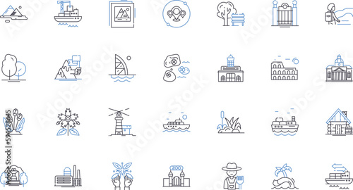 History and heritage line icons collection. Antiquity, Genealogy, Archival, Legacy, Remembrance, Archipelago, Archeology vector and linear illustration. Heritage,Inheritance,Denotation outline signs
