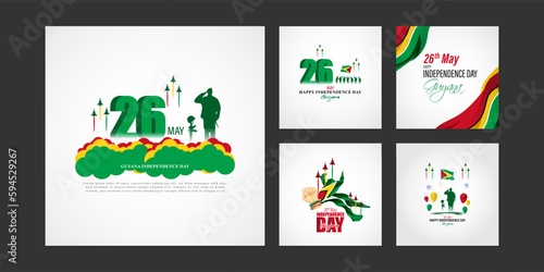 Wallpaper Mural Vector illustration of Guyana Independence Day social media story feed set mockup template Torontodigital.ca