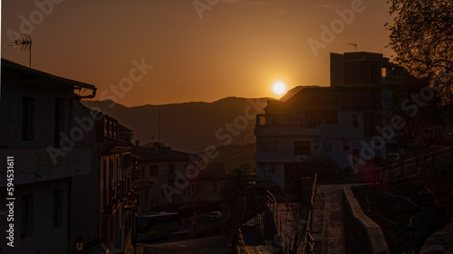 A beautiful sunset over the town of Lanjaron, Andalucia, Spain photo