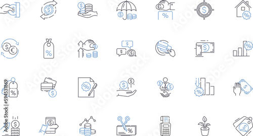 Profit channel line icons collection. Revenue, Income, Earnings, Returns, Gain, Benefit, Advantage vector and linear illustration. Yield,Margins,Dividend outline signs set