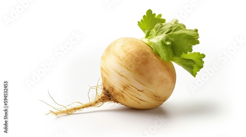 freshly harvested spring turnips (Brassica rapa) on a white background Generative AI photo