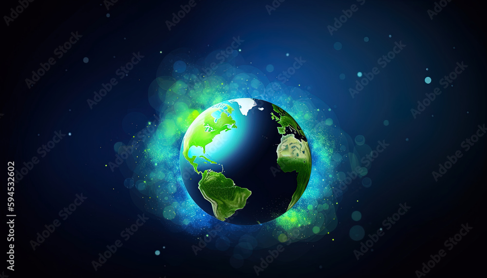 Fototapeta premium Earth Day concept illustration. Green planet earth. World globe