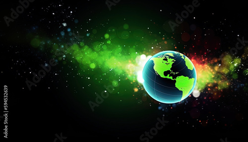Earth Day concept illustration. Green planet earth. World globe © IonelV