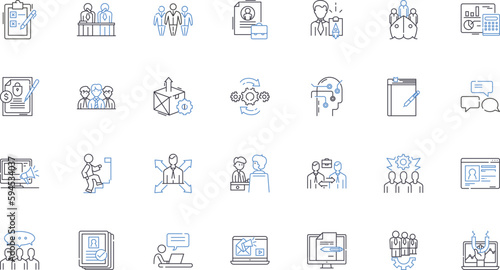 Business line icons collection. Strategy, Innovation, Efficiency, Marketing, Investment, Finance, Collaboration vector and linear illustration. Nerking,Sales,Entrepreneurship outline signs set