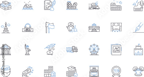 Past events line icons collection. Nostalgia, Memories, History, Reminiscence, Ancestry, Heritage, Traditions vector and linear illustration. Antiquity,Vintage,Ancient outline signs set