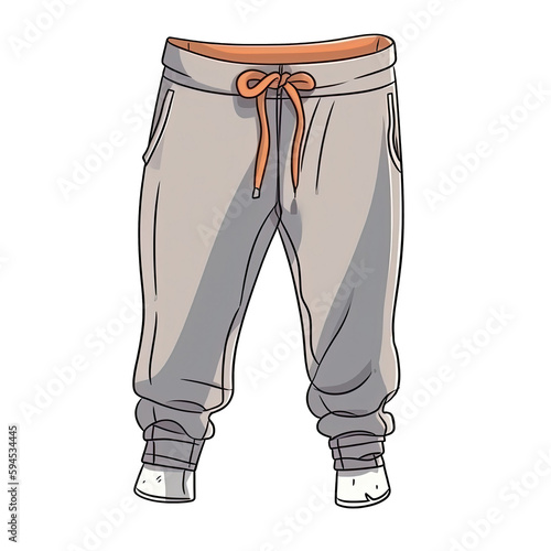 Sweatpants In Cartoon Style Stiker On White Background On Isolated Transparent Background, Png, Logo. Generative AI photo