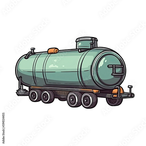 Tank Car In Cartoon Style Stiker On White Background On Isolated Transparent Background, Png, Logo. Generative AI