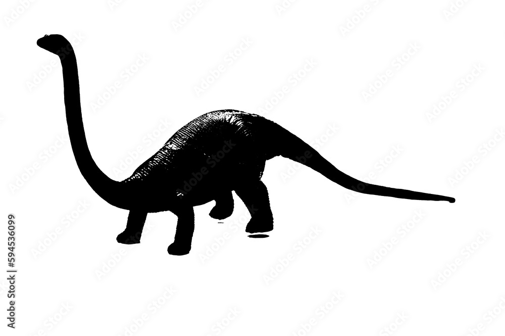 Obraz premium black dinosaur silhouette isolated on white background, model of dinosaurs toy