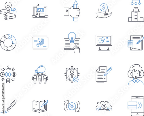 My management line icons collection. Leadership, Efficiency, Accountability, Organization, Innovation, Ambition, Strategic vector and linear illustration. Adaptability,Visionary,Empowerment outline