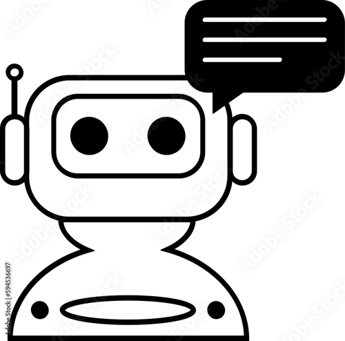 Chat bot als kleiner Roboter mit Chat-Fenster photo